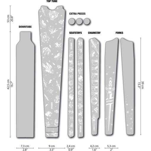 Immagine prodotto da DYEDBRO Pellicola Protettiva per Telaio - Old School Tattoo Gravel - white matte