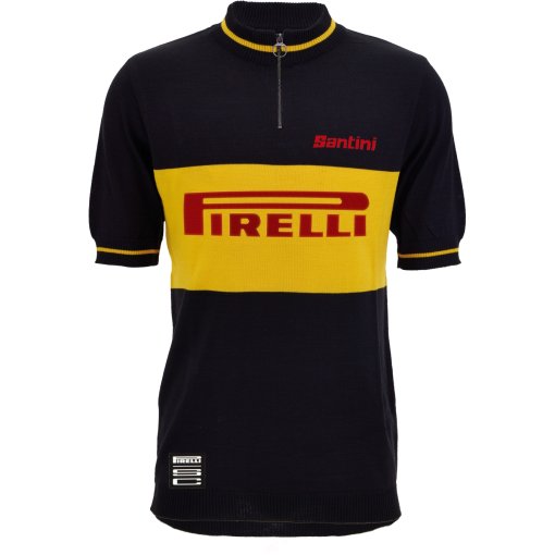 Photo produit de Santini Pirelli Sport Club Maillot à manches courtes en laine pour hommes RE1114PCLUBLANA - black NE