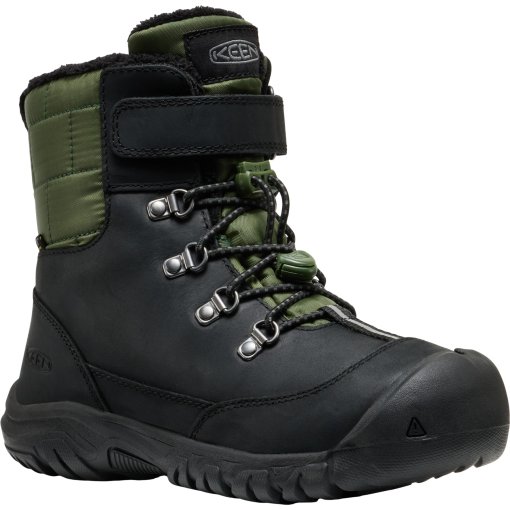 Picture of KEEN Kanibou Waterproof Winter Boots Youth - Black/Bronze Green