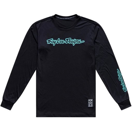 Productfoto van Troy Lee Designs Skyline Ride Fietsshirt met Lange Mouwen Heren - Signature Black/Real Teal