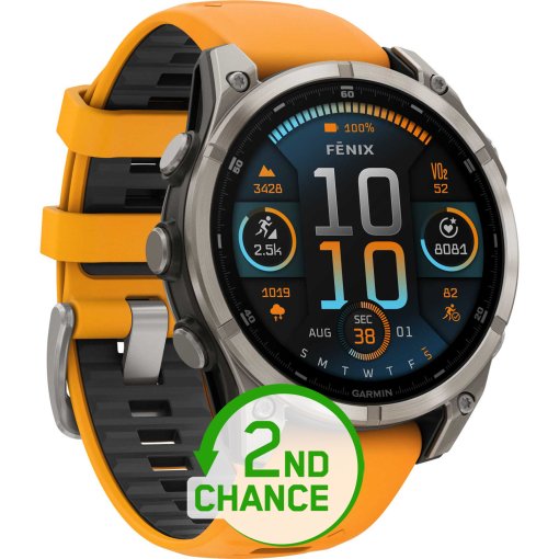 Produktbild von Garmin fenix 8 AMOLED Sapphire GPS Smartwatch - 47mm - Graphit/Spark Orange Titan - B-Ware