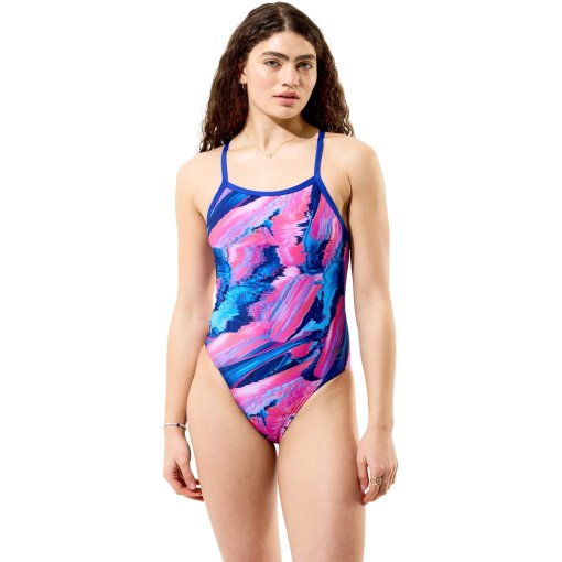 Photo produit de Speedo Printed Turnback Maillot de bain pour femmes - brushy glitch-hope
