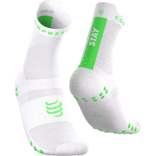 Slika izdelka Compressport Tekmovalne kompresijske nogavice Pro Racing v4.0 Run High - Stay Behind - white/neon green
