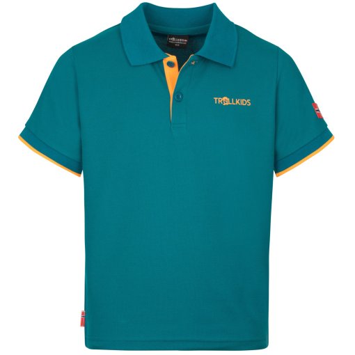 Photo produit de Trollkids Polo Enfant - Bergen XT - Lagoon Green/Sahara Sunset