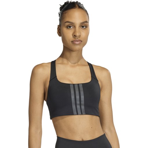 Productfoto van adidas Optime 3-Stripes Sportbeha met gemiddelde ondersteuning Dames - black/black JX5006