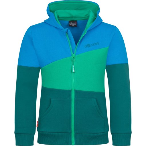 Produktbild von Trollkids Alesund Sweatjacke Kinder - Jungle Green/Dynamic Blue