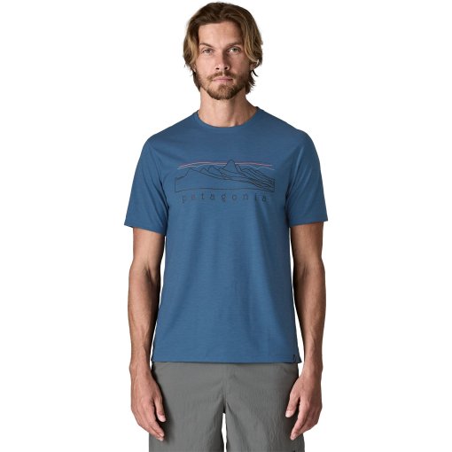 Productfoto van Patagonia Cap Cool Trail t-shirt voor heren - Stratapeaks - Aquatic Blue