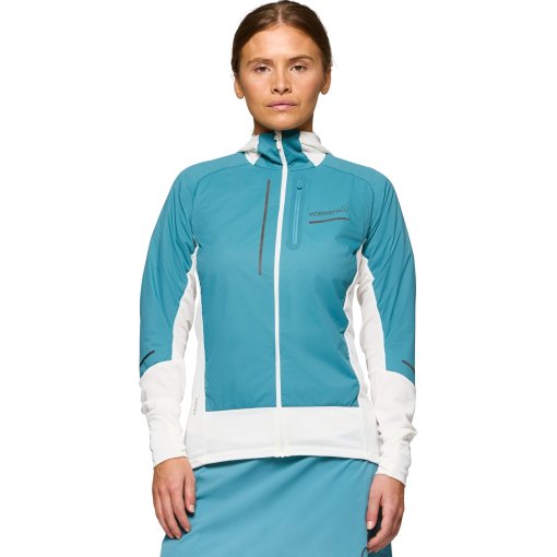 Photo produit de Norrona Veste Femme - senja Alpha90 Zip Hood - Brittany Blue/Snow White