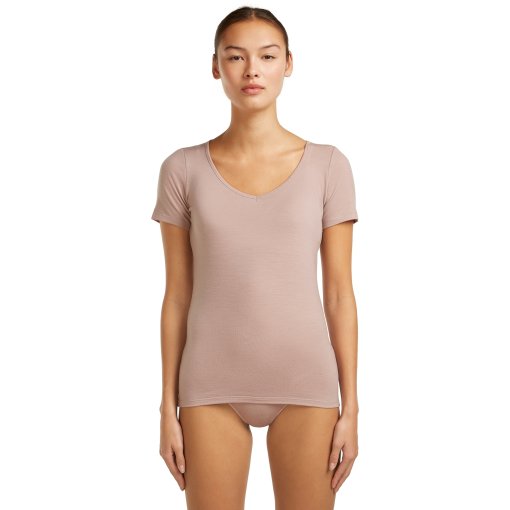 Picture of Icebreaker Merino Siren Short Sleeve Sweetheart Top Women - Pink Quartz