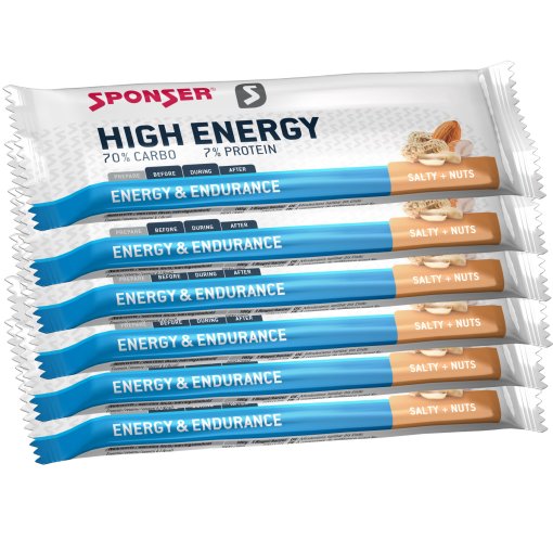 Foto de SPONSER Barrita de Cereales con Carbohidratos - High Energy Bar Salty+Nuts - 6x45g