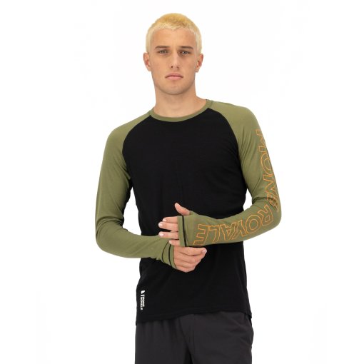 Photo produit de Mons Royale T-Shirt Manches Longues Homme - Temple Merino - fern / noir