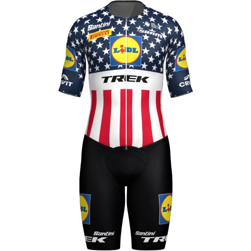 Immagine prodotto da Santini Tuta Ciclismo Uomo - Quinn Simmons&#039; USA National Champion - Lidl-Trek Tour De France™ 2025- RE851YC325LTUS - nero NE