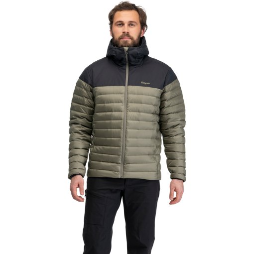 Produktbild von Bergans Lom Light Daunenjacke mit Kapuze Herren - green mud/dark shadow grey