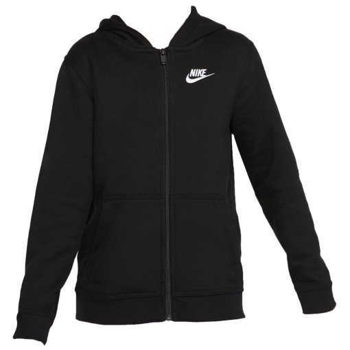 Produktbild von Nike Sportswear Club Kapuzenjacke mit durchgehendem Reißverschluss Kinder - black/black/white BV3699-010