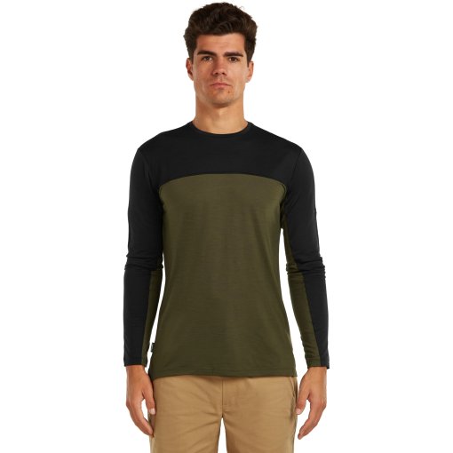 Picture of Icebreaker Merino 125 Cool-Lite™ Sphere Long Sleeve Tee Colour Block Men - Dark Loden/Black