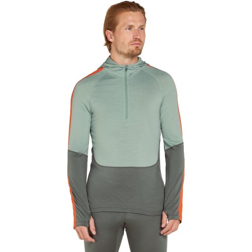 Foto de Icebreaker Camiseta de Manga Larga con Capucha Hombre - Merino 200 Sonebula Half Zip - Galaxy/Moss/Blaze
