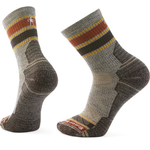 Slika izdelka SmartWool Light Cushion Striped Mid Crew Pohodne nogavice - G26 taupe/natural marl