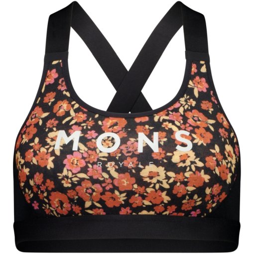 Picture of Mons Royale Stella Merino X-Back Bra Women - ditzy camo / black