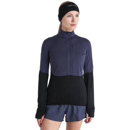 Produktbild von Icebreaker Merino 200 Realfleece™ Descender Half-Zip-Oberteil Damen - Graphite/Schwarz