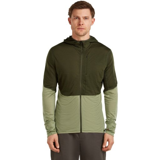 Picture of Icebreaker Merino 200 Realfleece™ Descender Long Sleeve Zip Hoodie Men - Dark Loden/Lichen