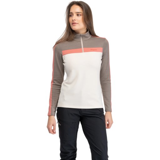 Photo produit de Bergans Uldal Wool Half Zip Pullover pour femmes - creme/beige/light weathered red