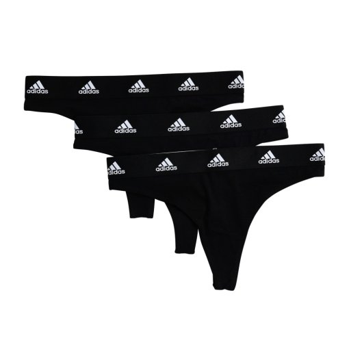 Produktbild von adidas Sports Underwear Cotton Logo H Bikini String Damen - 3er Pack - 000-schwarz