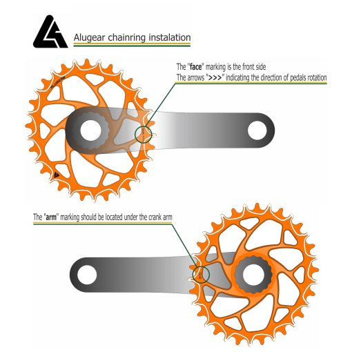 Alugear Narrow Wide MTB Chainring - Oval - for Shimano 96