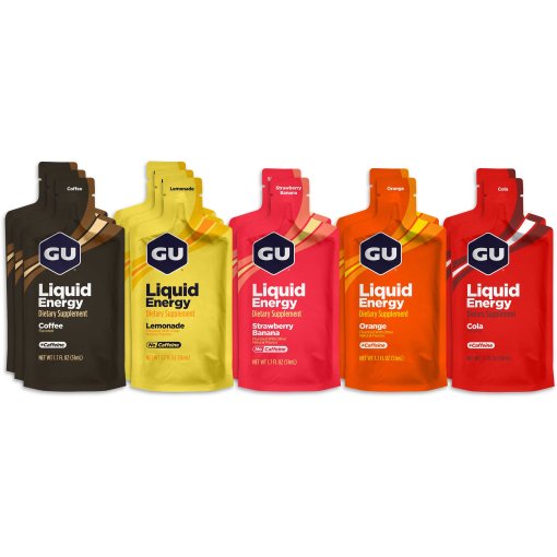 Photo produit de GU Liquid Energy Gel avec glucides - Boîte mixte - 24x60g