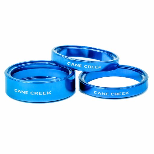 Foto de Cane Creek Interlok Kit Espaciadores de Dirección - 2 x 5mm | 1 x 10mm - azul