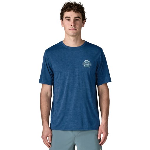 Productfoto van Patagonia Cap Cool Daily T-shirt voor heren - Great Waves - Clement Blue - Light Clement Blue X-Dye