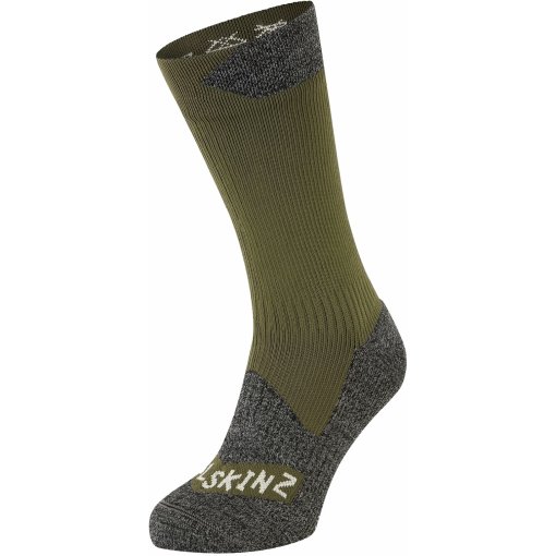 Foto de SealSkinz Calcetines Medianos Impermeables Hombre - Raynham All Weather - Olive/Grey Marl
