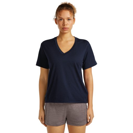 Picture of Icebreaker Merino 150 Tech Lite Relaxed V Neck T-Shirt Women - Midnight Navy
