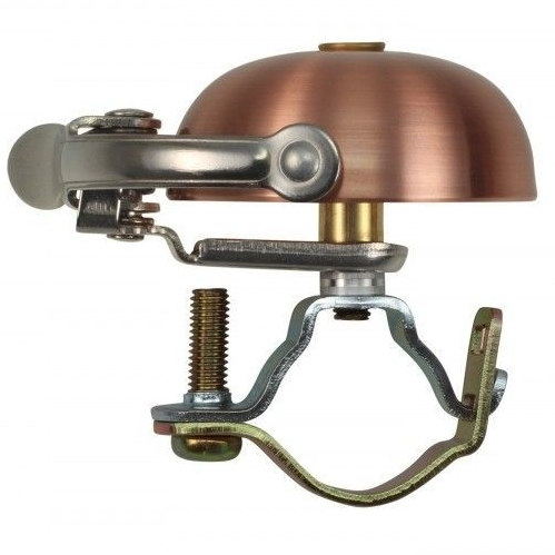Foto van Crane Bell Co. Mini Suzu Fietsbel - Steel Band Mount - brushed copper