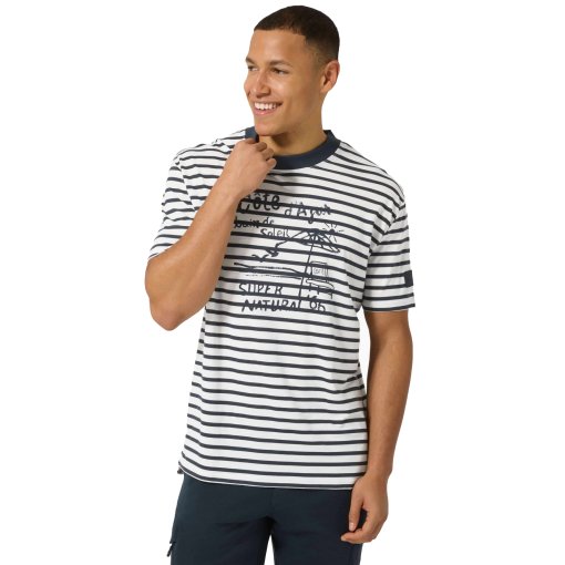 Produktbild von SUPER.NATURAL Stripe Cote D&#039;Azur Bio J T-Shirt Herren - Fresh White/Navy Stripe/Salute