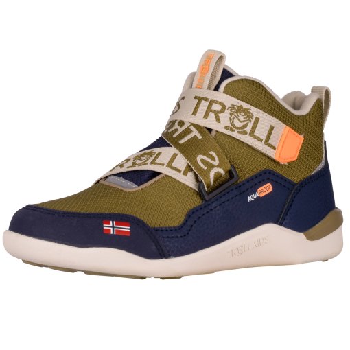 Image of Trollkids Nordfjord Barefoot Winter Hiker Shoes Kids - Spruce Green /Navy /Sandstone /Vivid Orange