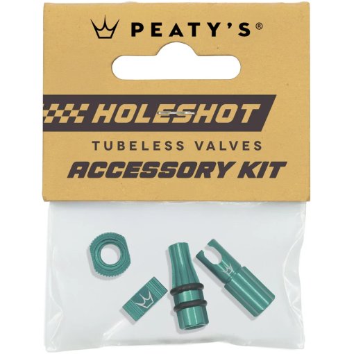 Picture of Peaty&#039;s Holeshot Fast Flow Tubeless Valves Accessory Kit - jade