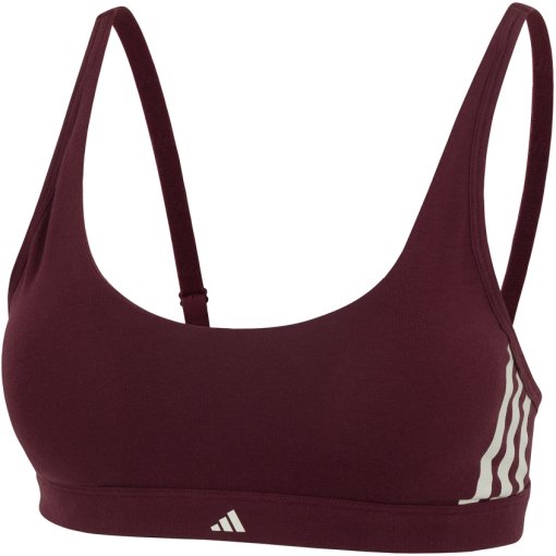 Foto de adidas Sports Underwear Sport Active Essentials Cotton 3 Stripes Scoop Bralettes para mujer - 531 maroon