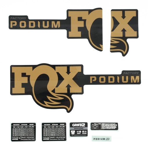 Foto de FOX Kit de Calcomanía para Horquilla de Suspensión Podium (2026) - 803-04-378 | Factory | Kashima/Grey Logo