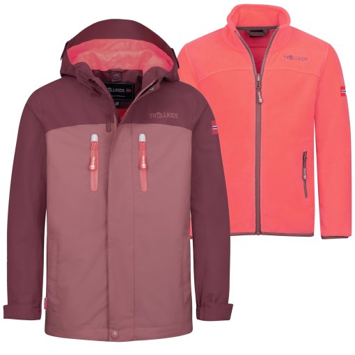Produktbild von Trollkids Bryggen 3-in-1 Jacke Mädchen - Frozen Berry/Deep Ruby