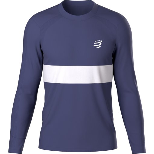 Photo produit de Compressport T-Shirt Manches Longues Homme - Performance Running - peacoat/white/reflective white