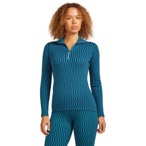 Foto de Icebreaker Camiseta Manga Larga Mujer - Merino 260 Tech Vertex Half Zip Snow Grid - Topaz/Atlantis