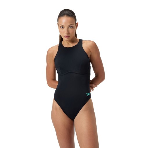 Produktbild von Speedo Racer Zip Badeanzug mit ingetriertem BH Damen - anthracite