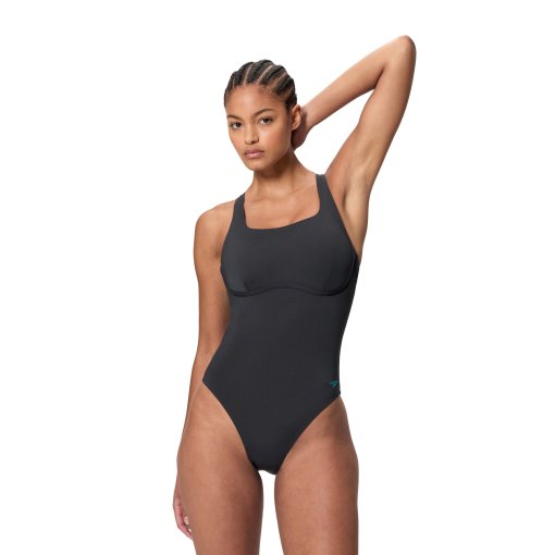 Picture of Speedo Solid Flex Band Swimsuit Women - anthracite/mayan blue