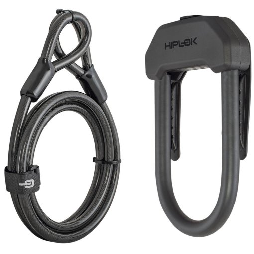 Foto de Hiplok Candado en U 150x85mm + Cable con Trabillas 200cm - DX+ - all black