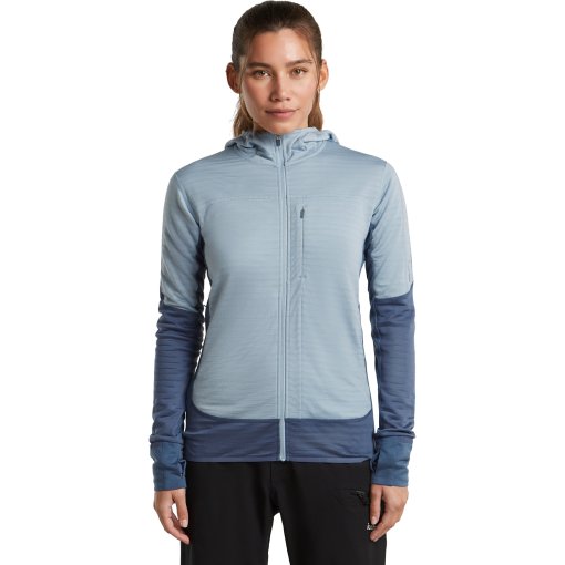 Foto de Icebreaker Merino 300 RealFleece™ Descender Jersey de manga larga con cremallera para mujer - Dawn/Zinc Blue