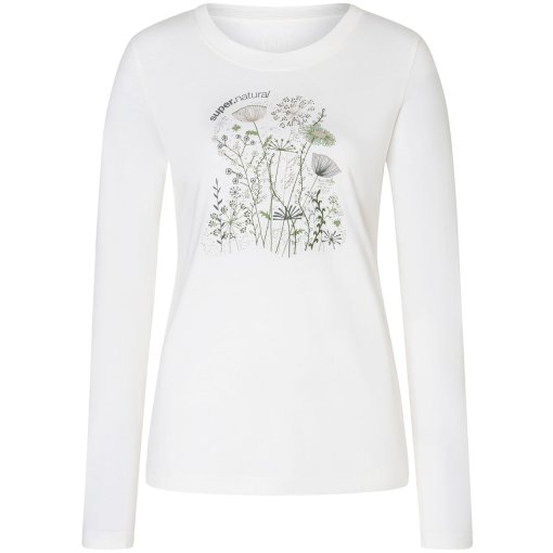 Picture of SUPER.NATURAL Rock Flowers Bio C Longsleeve Women - White/Green/Various