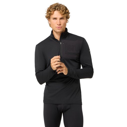 Zdjęcie: SUPER.NATURAL Sierra140 Pocket Zip 1/4 Podkoszulek z długim rękawem dla mężczyzn - Jet Black