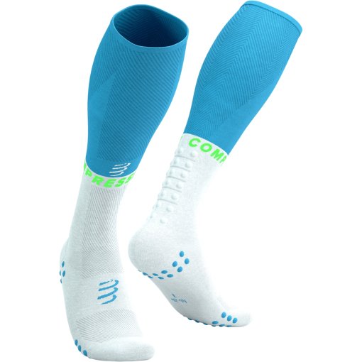 Produktbild von Compressport Full Oxygen Kompressionsstrümpfe - norse blue/neon green