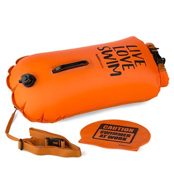 Produktbild von Buddyswim Boya Drybag 28lt - Schwimmboje + Badekappe - orange/live love swim