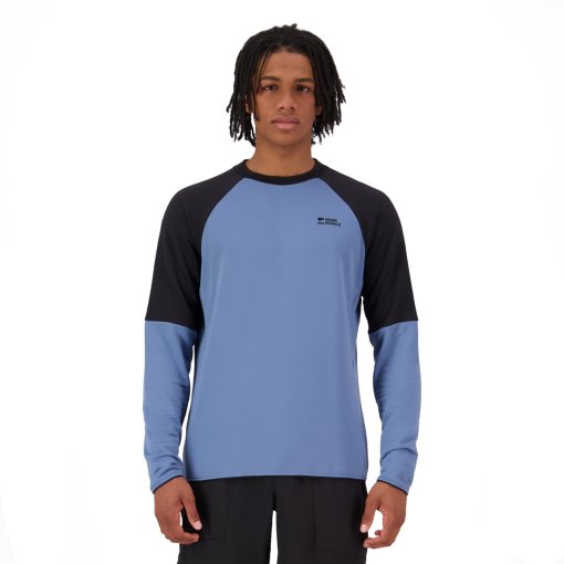 Photo produit de Mons Royale Quad Merino Pullover en polaire pour hommes - horizon blue / black